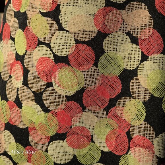 Red Green Black Rabbit Rabbit Rabbit Polka Dot VNeck Short Sleeve Long Dress 8 - Picture 3 of 6